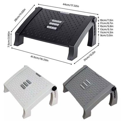 1PC Adjustable Office Foot Rest Pedal Stool Sofa Leg Support for Home or Desk Use - White