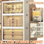 3 Tier Folding Storage Cabinet Shelf with Doors and Wheels for Home Office Dorm