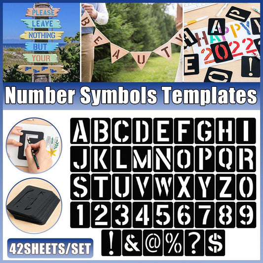 DIY Black Plastic Numerical Letter Symbol Inkjet Template for Wall Furniture