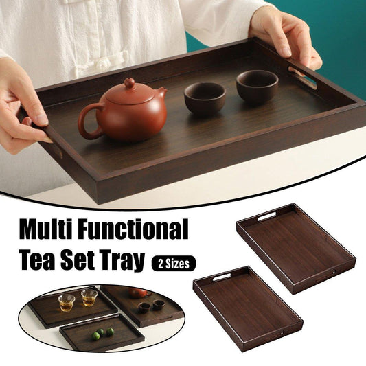 Bamboo Tea Tray Rectangular Tea Table Walnut Colour Fruit Bread Serving Plate - 28-20cm