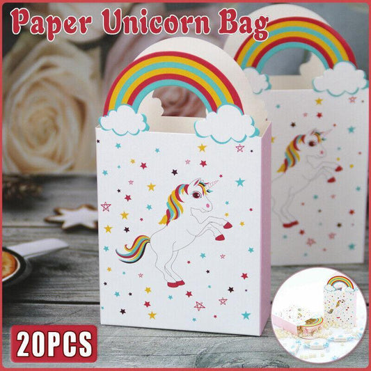 20PCS Unicorn Treat Paper Bags Candy Favour Boxes for Birthday Party 8x14cm