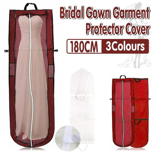 Wedding Dress Garment Bag 180cm Long Bridal Gown Storage Dustproof Cover Zipper - Beige