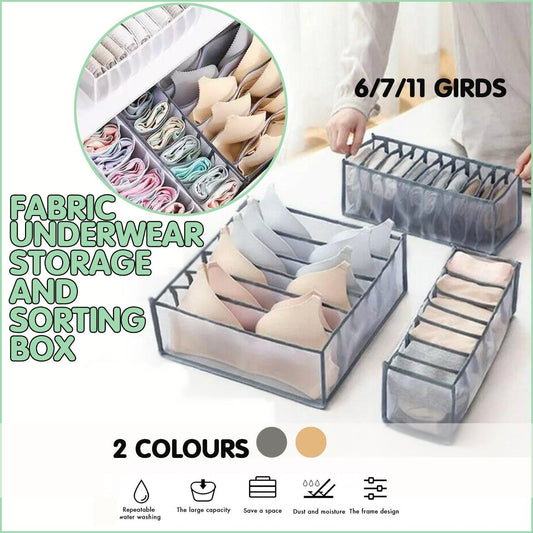 Foldable Drawer Organizer Divider Bra Sock Underwear Storage Closet Wardrobe - White with 6 Boxes