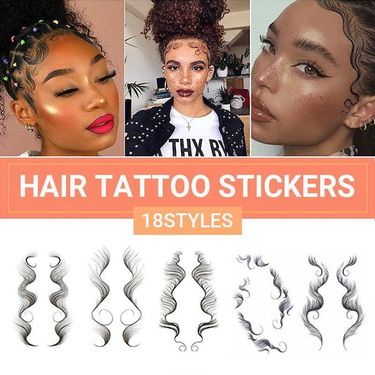 Hairline Edge Tattoo Stickers - Curly Fringe Decals for Women Styling - 1