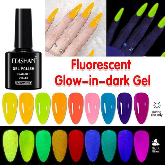 8ml Fluorescent Glow-In-Dark Gel Soak Off UV LED Nail Art Varnish DIY Luminous - 05#Fluorescent Grapefruit Red