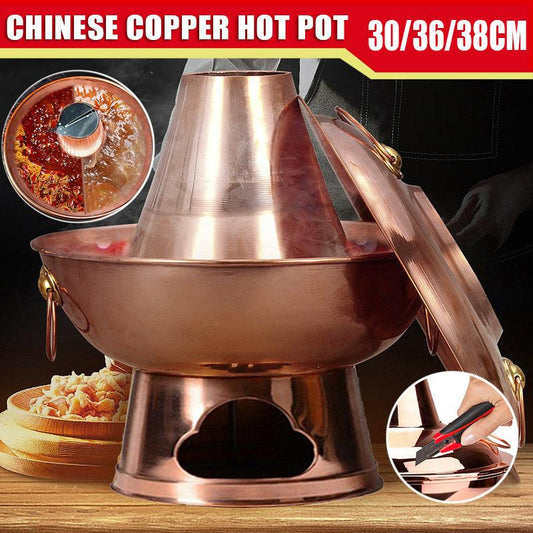 Stainless Steel Charcoal Chinese Copper Hot Pot Old Beijing Cookware Camping HOT - 38CM
