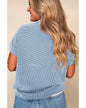 Myosotis Plain Corded Knit Mock Neck T Shirt - L
