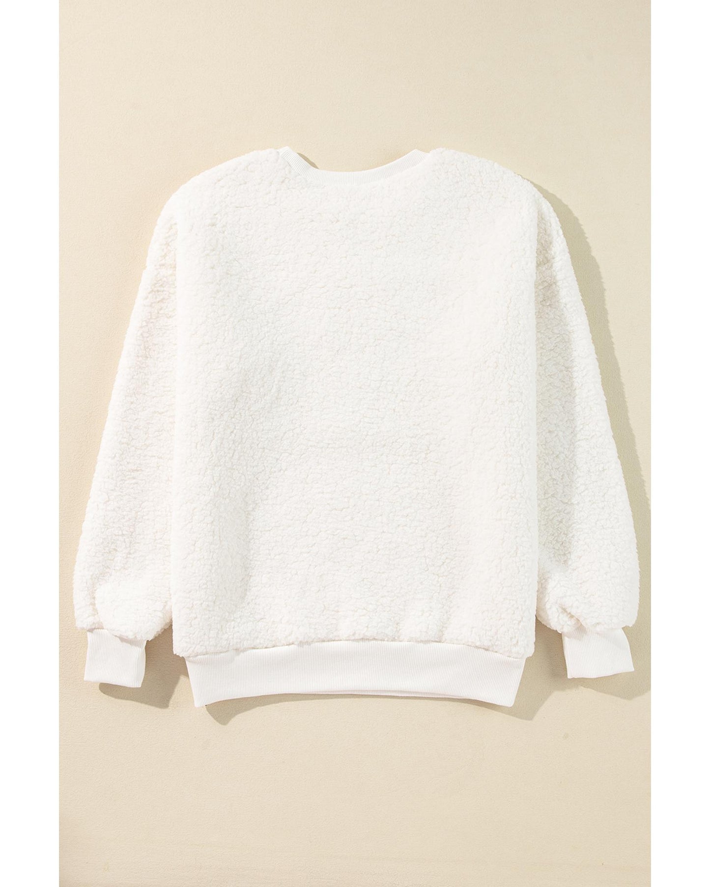 White Christmas MERRY & Bright Chenille Graphic Sherpa Sweatshirt - XL
