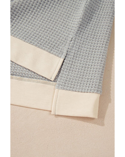 Khaki Textured Colorblock Collared Henley Top - L