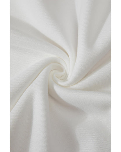 White Fleece Lined Kangaroo Pocket Drawstring Chunky Hoodie - L