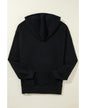 Black Fleece Lined Kangaroo Pocket Drawstring Chunky Hoodie - L