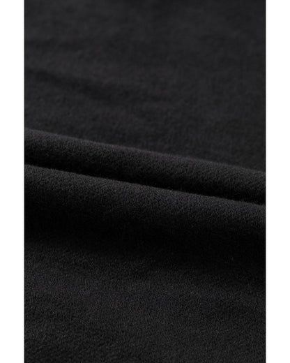 Black Fleece Lined Kangaroo Pocket Drawstring Chunky Hoodie - XL