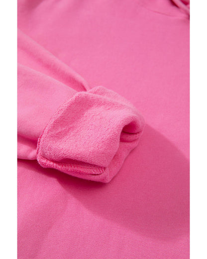 Bonbon Fleece Lined Kangaroo Pocket Drawstring Chunky Hoodie - 2XL