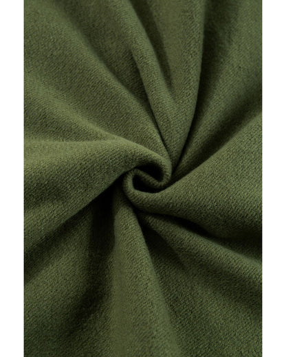 Moss Green Fleece Lined Half Zipper Kangaroo Pockets Loose Hoodie - 2XL