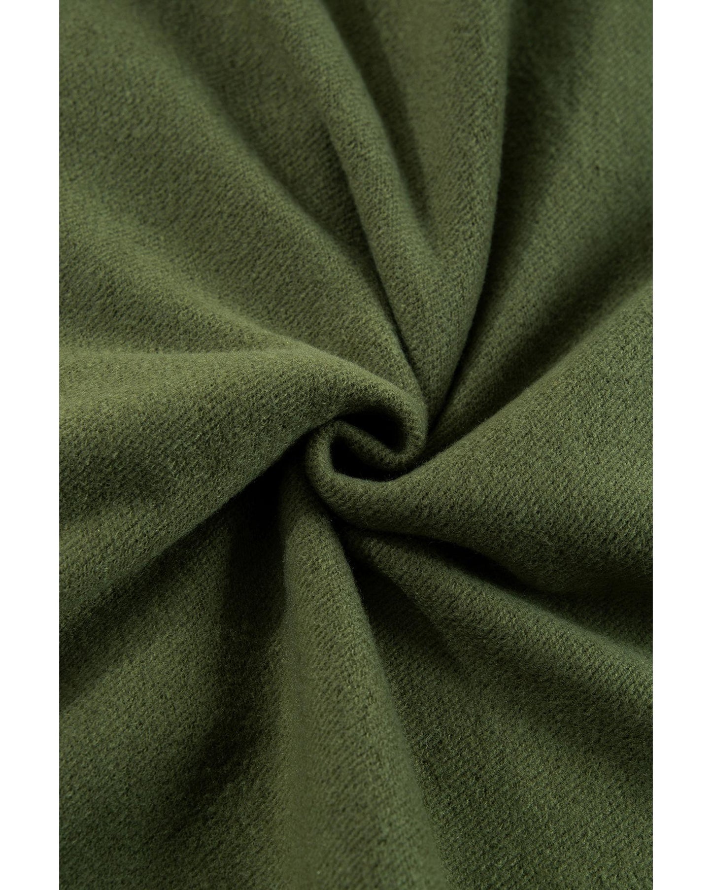 Moss Green Fleece Lined Half Zipper Kangaroo Pockets Loose Hoodie - M
