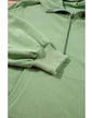 Smoke Green Fleece Lined Half Zipper Kangaroo Pockets Loose Hoodie - XL