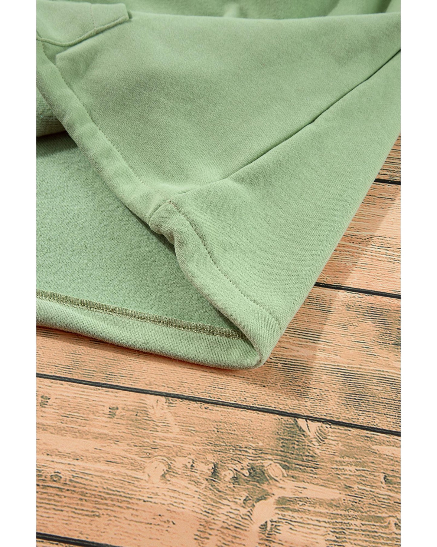 Smoke Green Fleece Lined Half Zipper Kangaroo Pockets Loose Hoodie - XL