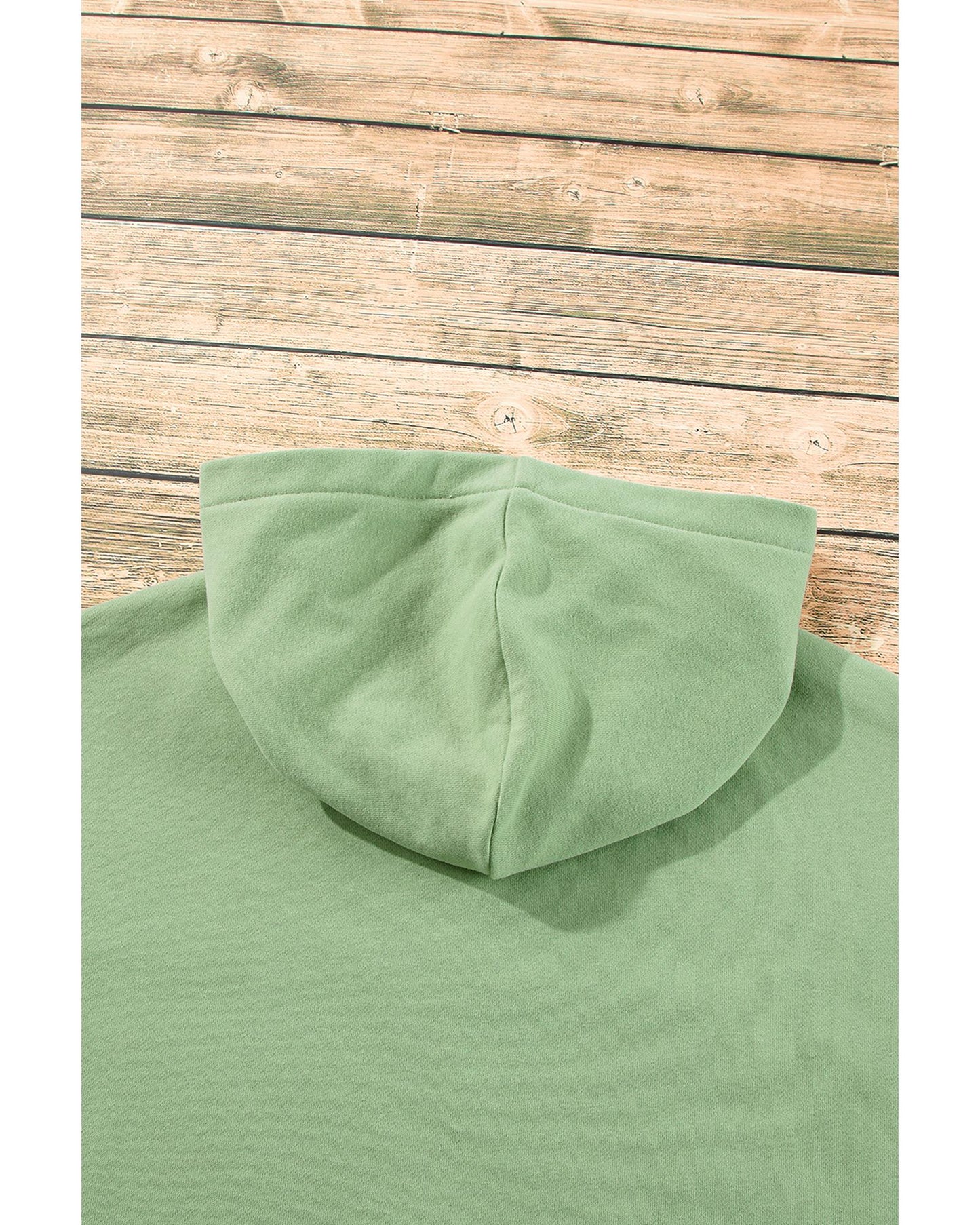 Smoke Green Fleece Lined Half Zipper Kangaroo Pockets Loose Hoodie - XL