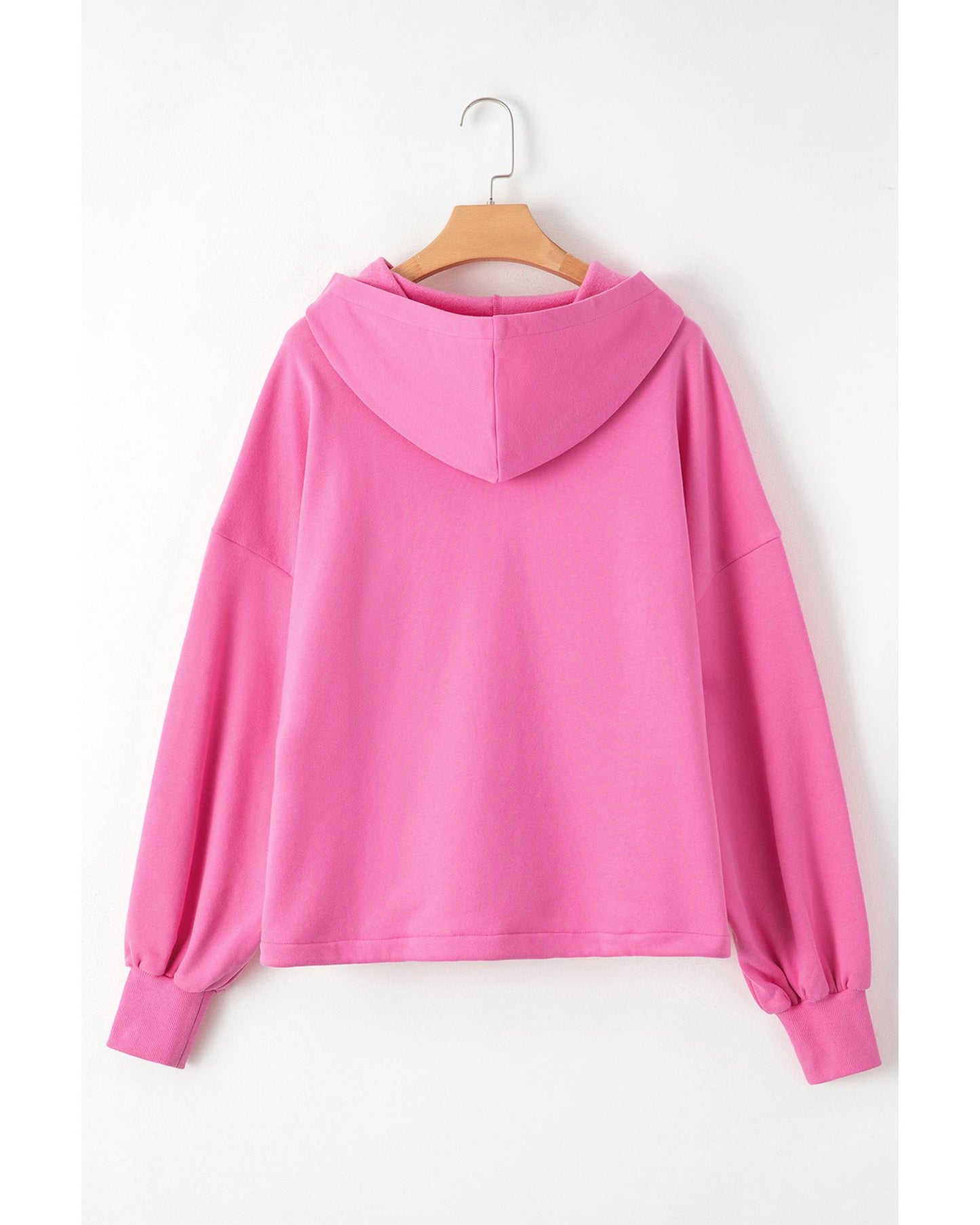 Bonbon Fleece Lined Half Zipper Kangaroo Pockets Loose Hoodie - 2XL