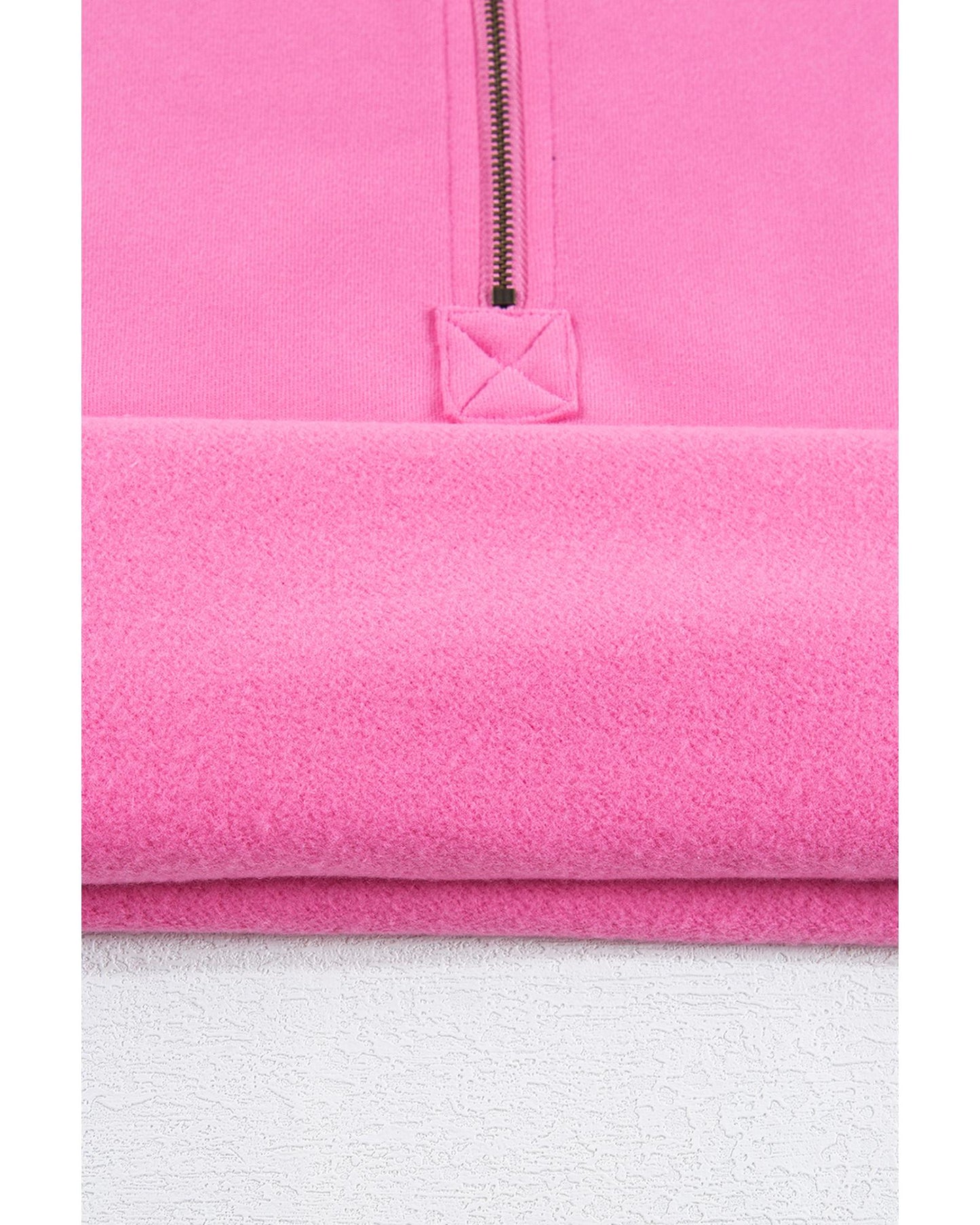 Bonbon Fleece Lined Half Zipper Kangaroo Pockets Loose Hoodie - L
