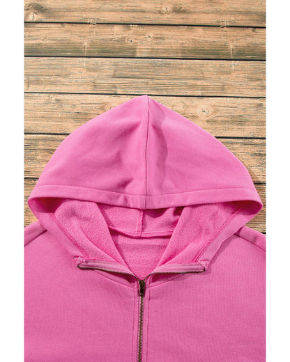 Bonbon Fleece Lined Half Zipper Kangaroo Pockets Loose Hoodie - S