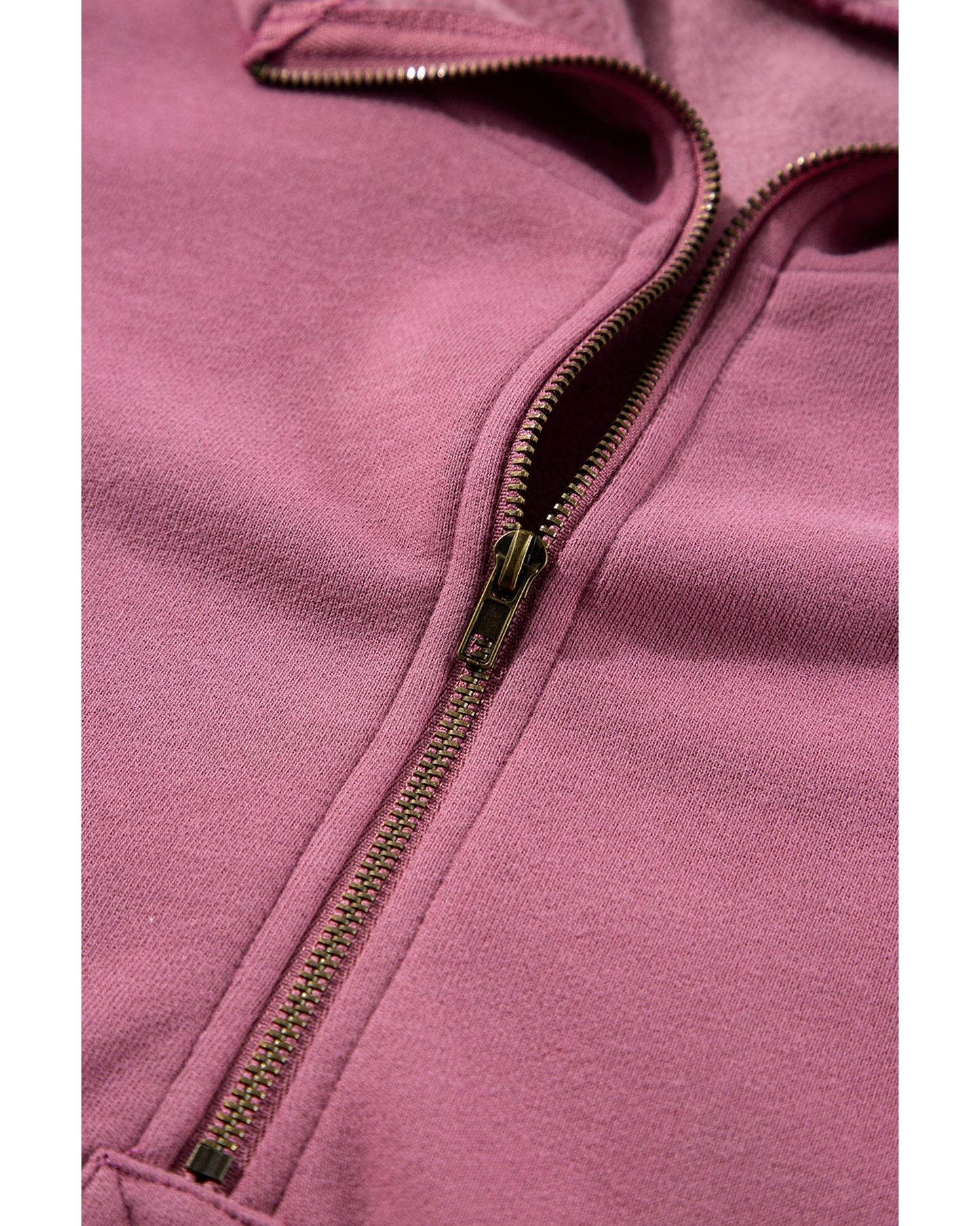 Valerian Fleece Lined Half Zipper Kangaroo Pockets Loose Hoodie - M