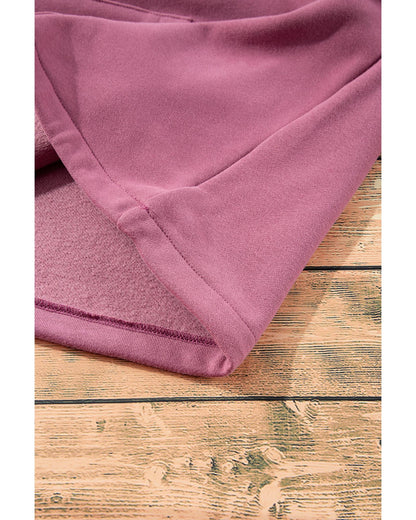 Valerian Fleece Lined Half Zipper Kangaroo Pockets Loose Hoodie - M