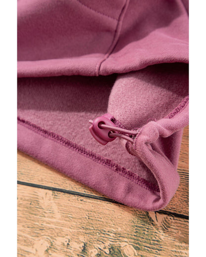 Valerian Fleece Lined Half Zipper Kangaroo Pockets Loose Hoodie - M