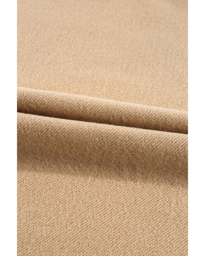 Parchment Fleece Lined Half Zipper Kangaroo Pockets Loose Hoodie - M