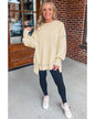 Contrast Stitching Split Baggy Sweatshirt - L