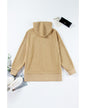 Simply Taupe Solid Ribbed Knit Buttoned Drop Shoulder Oversized Hoodie - 2XL