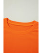 Carrot Exposed Seam Drop Shoulder Round Neck Sweatshirt with Slits - M