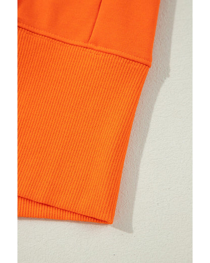 Carrot Exposed Seam Drop Shoulder Round Neck Sweatshirt with Slits - XL