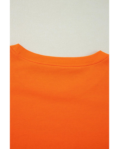 Carrot Exposed Seam Drop Shoulder Round Neck Sweatshirt with Slits - XL