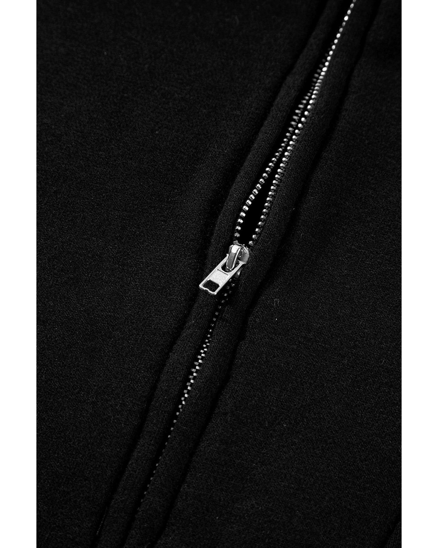 Black Zip-up Stand Neck Kangaroo Pocket Sweatshirt - M