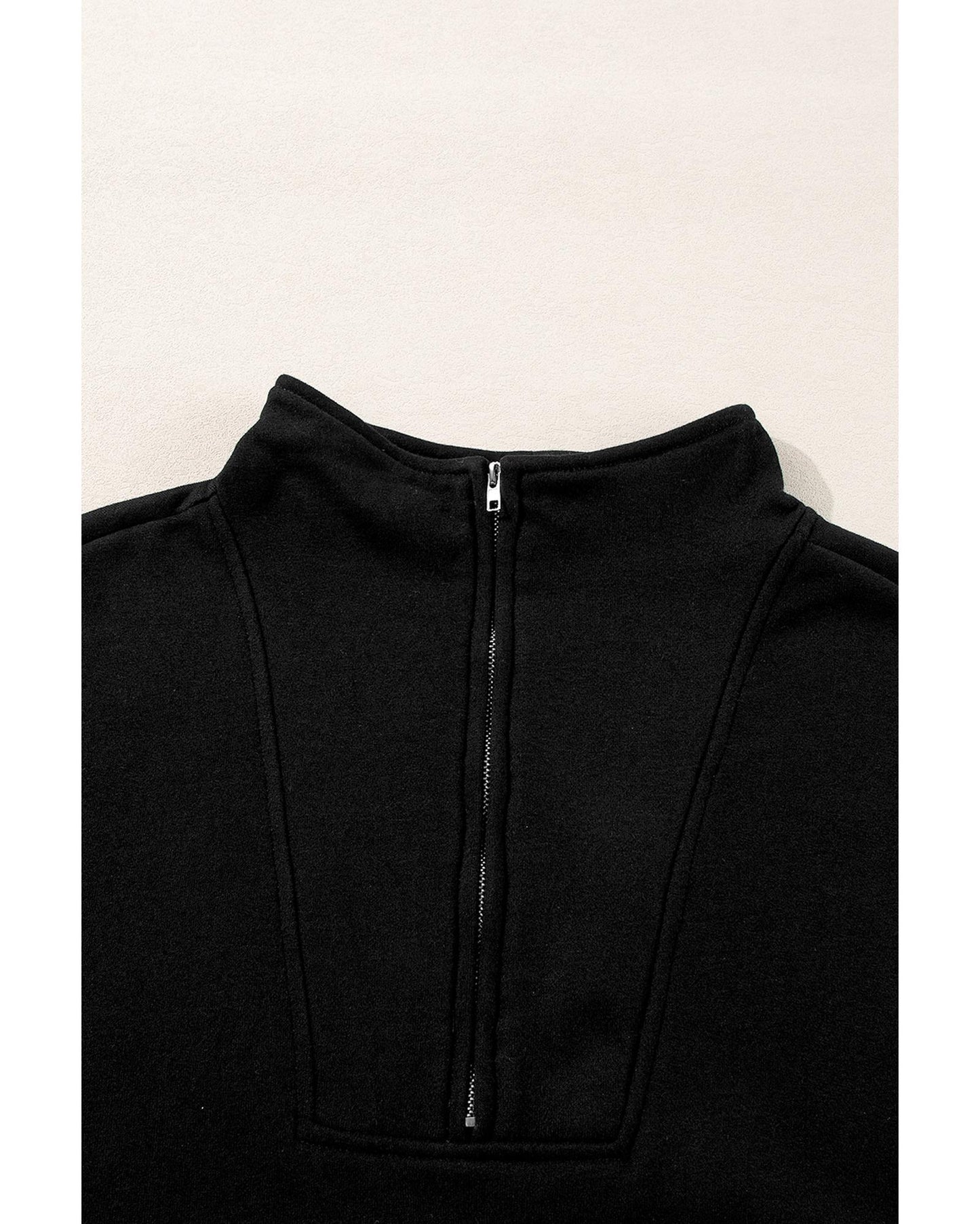 Black Zip-up Stand Neck Kangaroo Pocket Sweatshirt - M