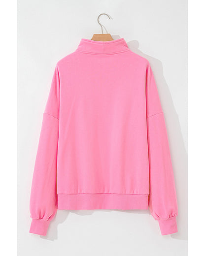Bonbon Zip-up Stand Neck Kangaroo Pocket Sweatshirt - M