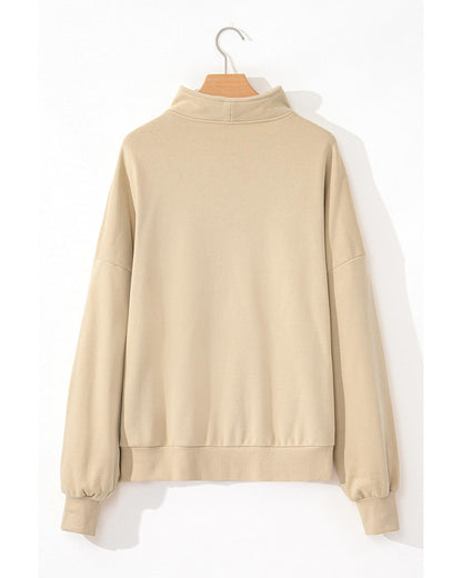 Smoke Gray Zip-up Stand Neck Kangaroo Pocket Sweatshirt - M