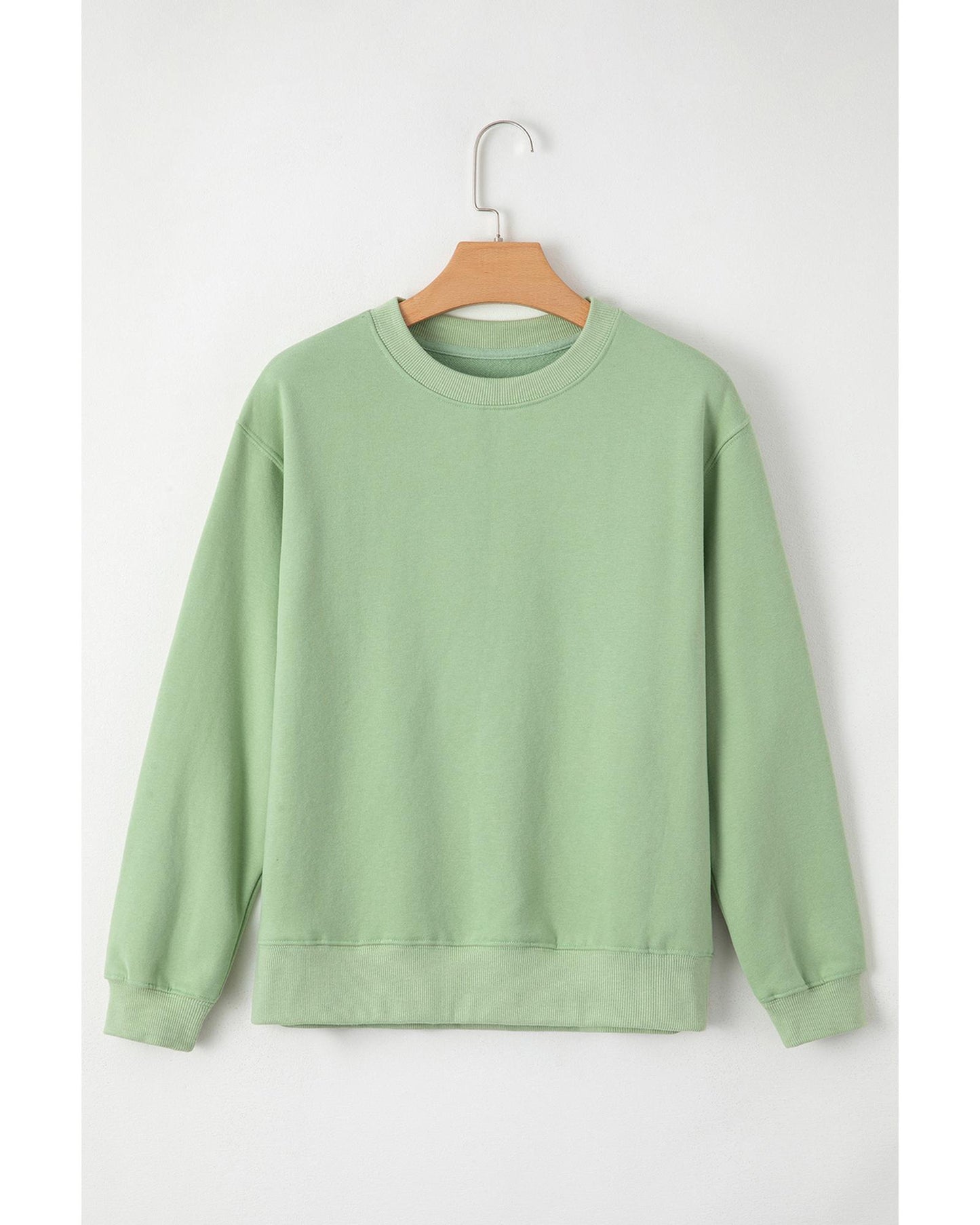 Smoke Green Solid Fleece Lined Drop Shoulder Terry Sweatshirt - 2XL