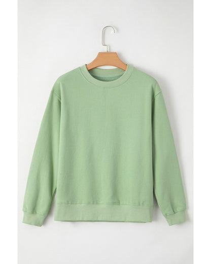 Smoke Green Solid Fleece Lined Drop Shoulder Terry Sweatshirt - 2XL
