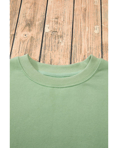 Smoke Green Solid Fleece Lined Drop Shoulder Terry Sweatshirt - 2XL