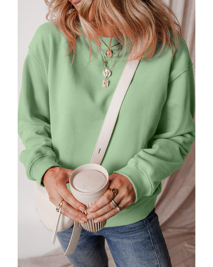 Smoke Green Solid Fleece Lined Drop Shoulder Terry Sweatshirt - 2XL