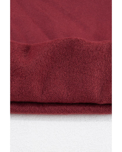 Burgundy Solid Fleece Lined Drop Shoulder Terry Sweatshirt - M