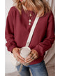 Burgundy Solid Fleece Lined Drop Shoulder Terry Sweatshirt - XL