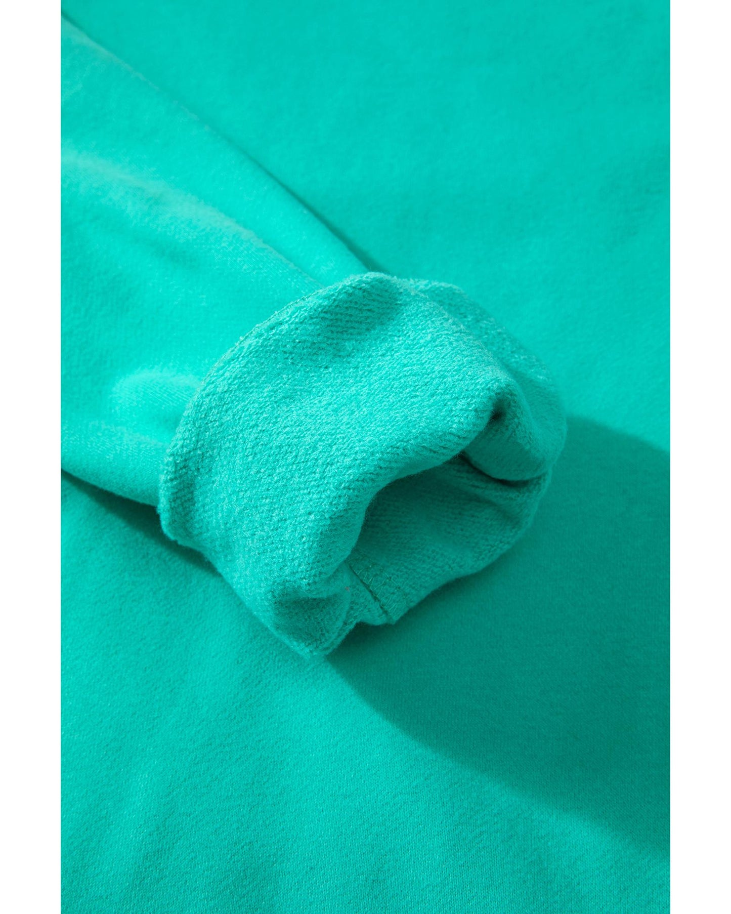 Aruba Blue Solid Fleece Lined Drop Shoulder Terry Sweatshirt - M
