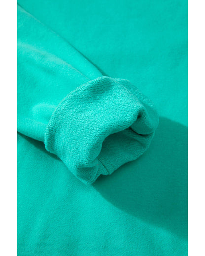 Aruba Blue Solid Fleece Lined Drop Shoulder Terry Sweatshirt - M
