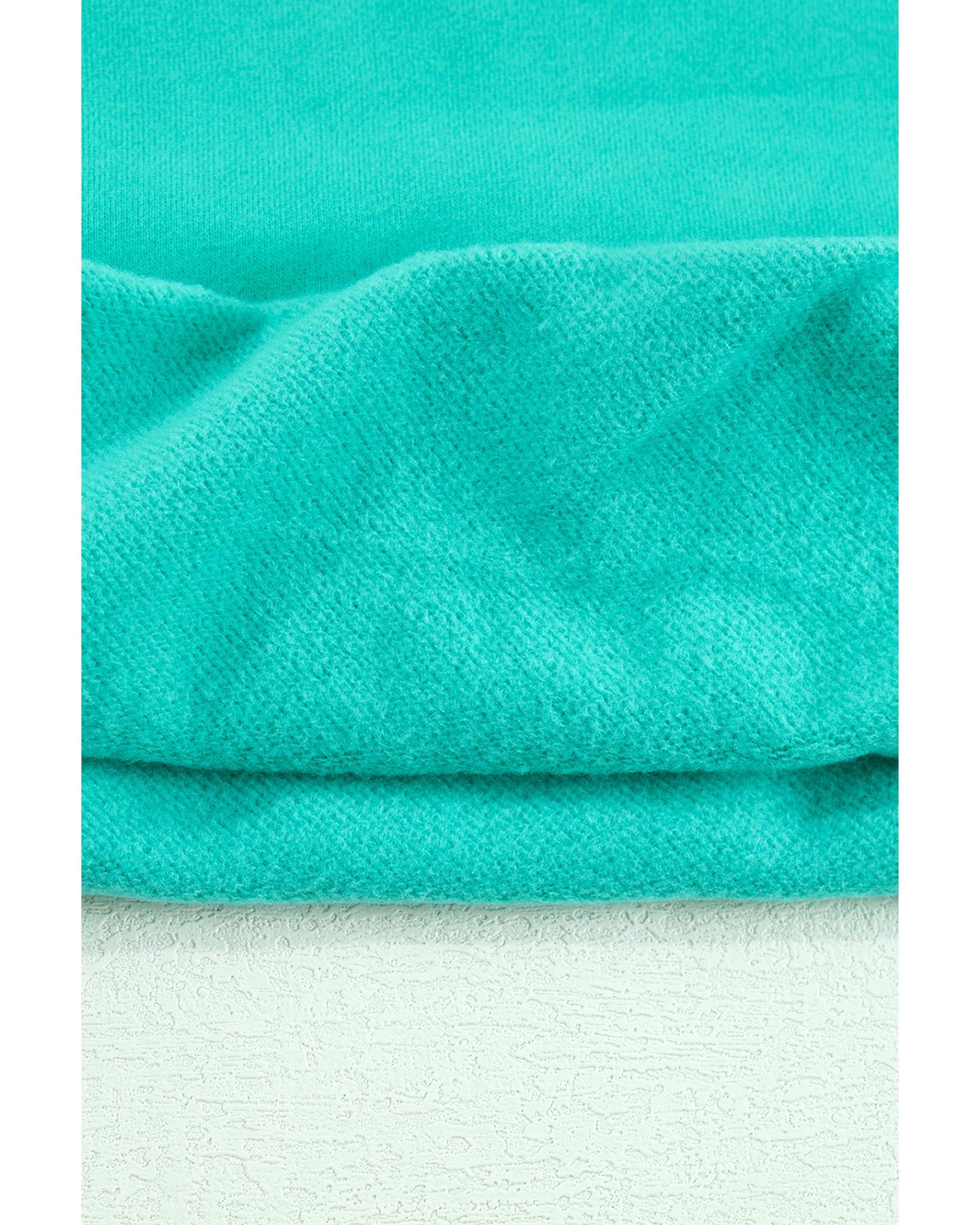 Aruba Blue Solid Fleece Lined Drop Shoulder Terry Sweatshirt - M