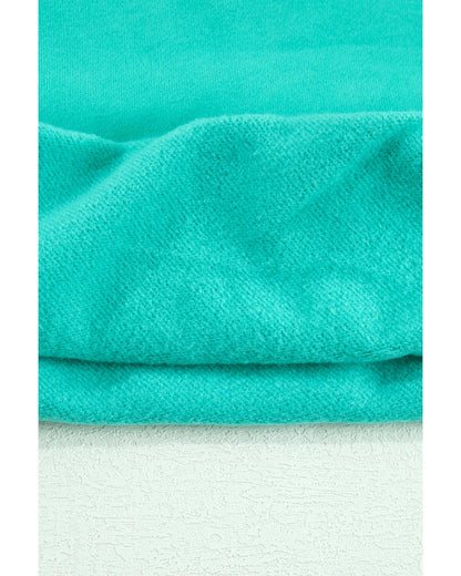 Aruba Blue Solid Fleece Lined Drop Shoulder Terry Sweatshirt - M