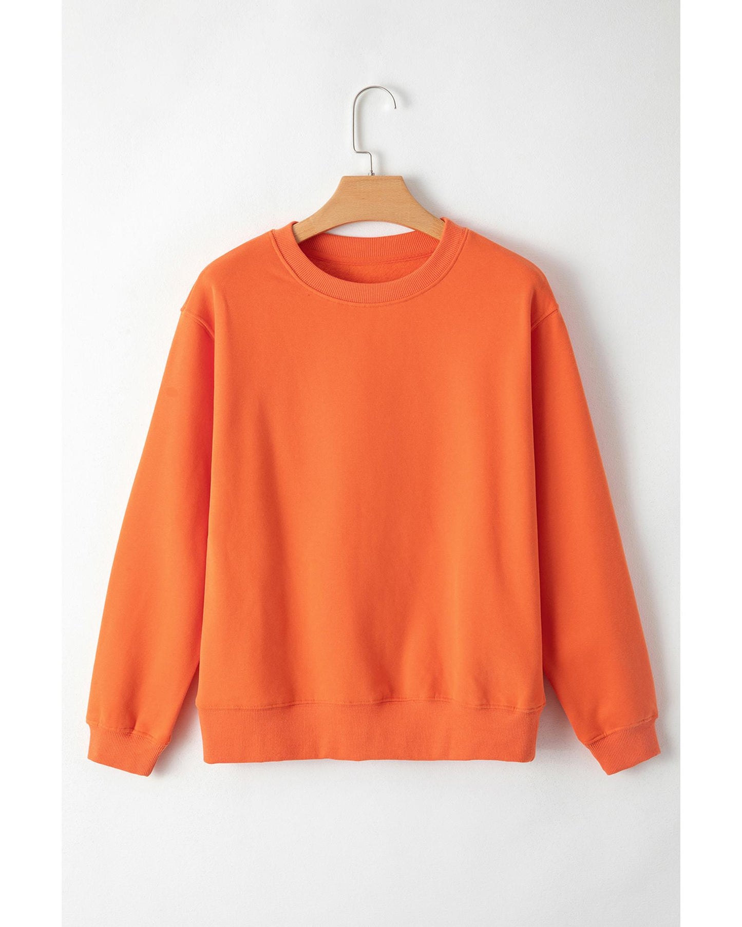Russet Orange Solid Fleece Lined Drop Shoulder Terry Sweatshirt - L
