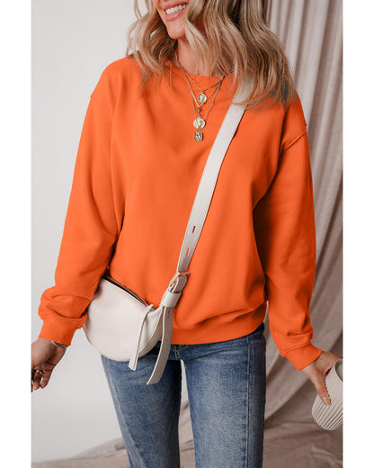 Russet Orange Solid Fleece Lined Drop Shoulder Terry Sweatshirt - M